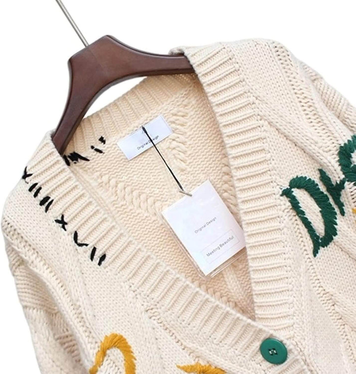 Esdlajks Söt Loose Knit Cardigan för Kvinnor – Japansk College Stil - Glowseva