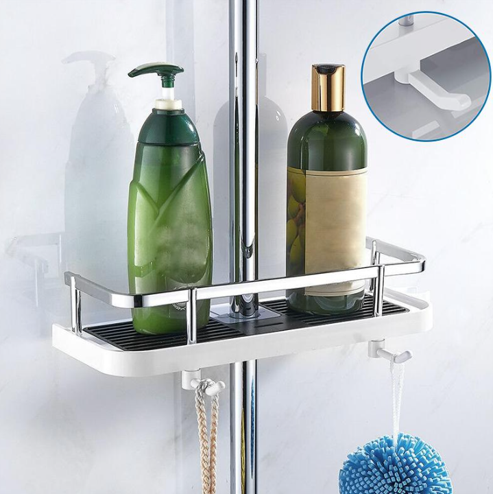 Étagère de douche compacte, design moderne, épurée, haute capacité de rangement; idéale salle de bains, résistante à l'eau.