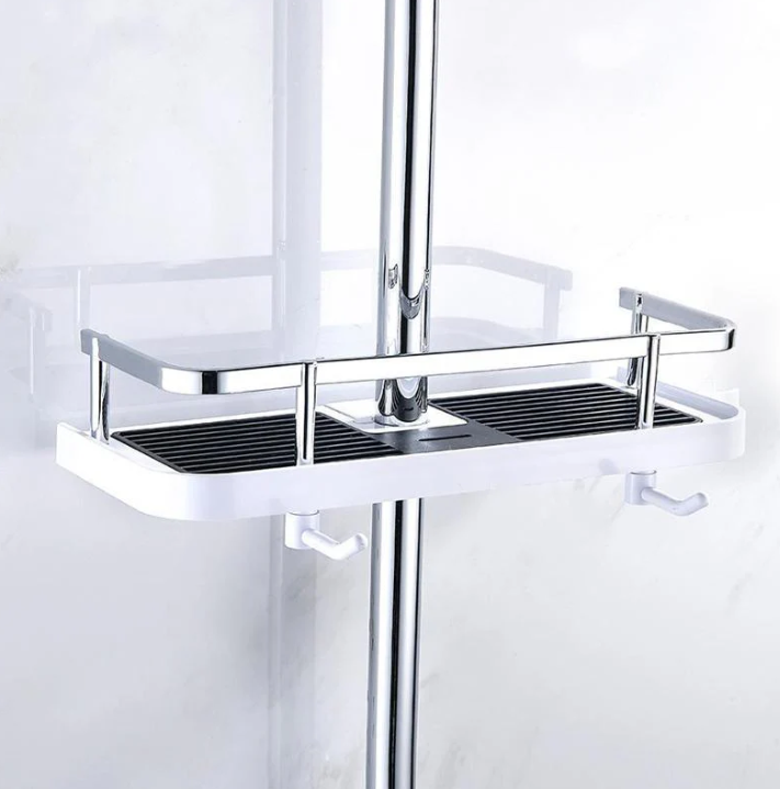 Étagère de douche compacte, design moderne, épurée, haute capacité de rangement; idéale salle de bains, résistante à l'eau.
