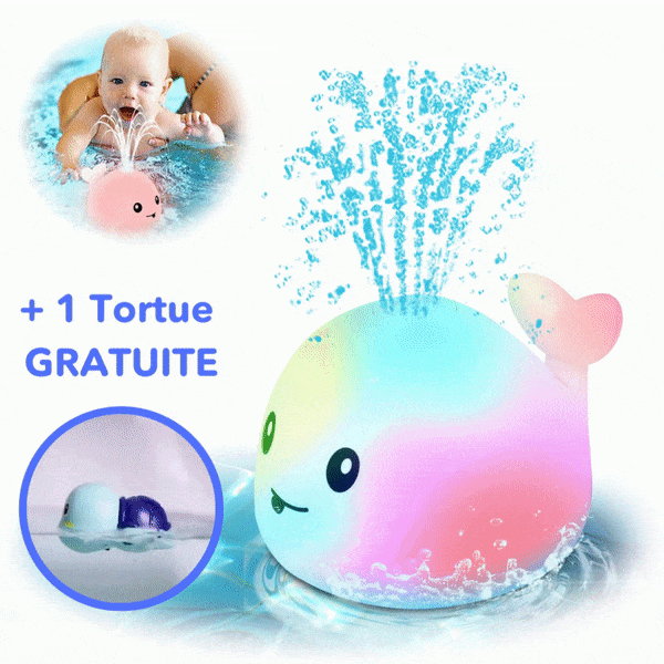 Baleine Mila d'éveil lumineuse, jouet de bain pour bébés. Stimule les sens et rend le bain ludique.