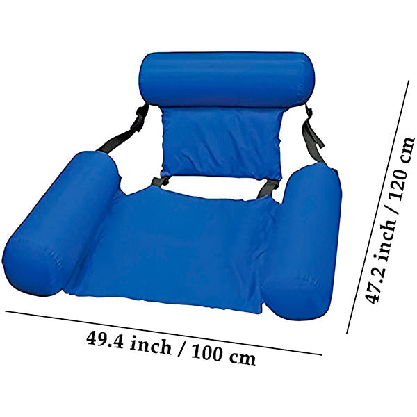 "Fauteuil de natation ergonomique flottant avec dossier, idéal pour confort et stabilité aquatique, piscine ou plage."