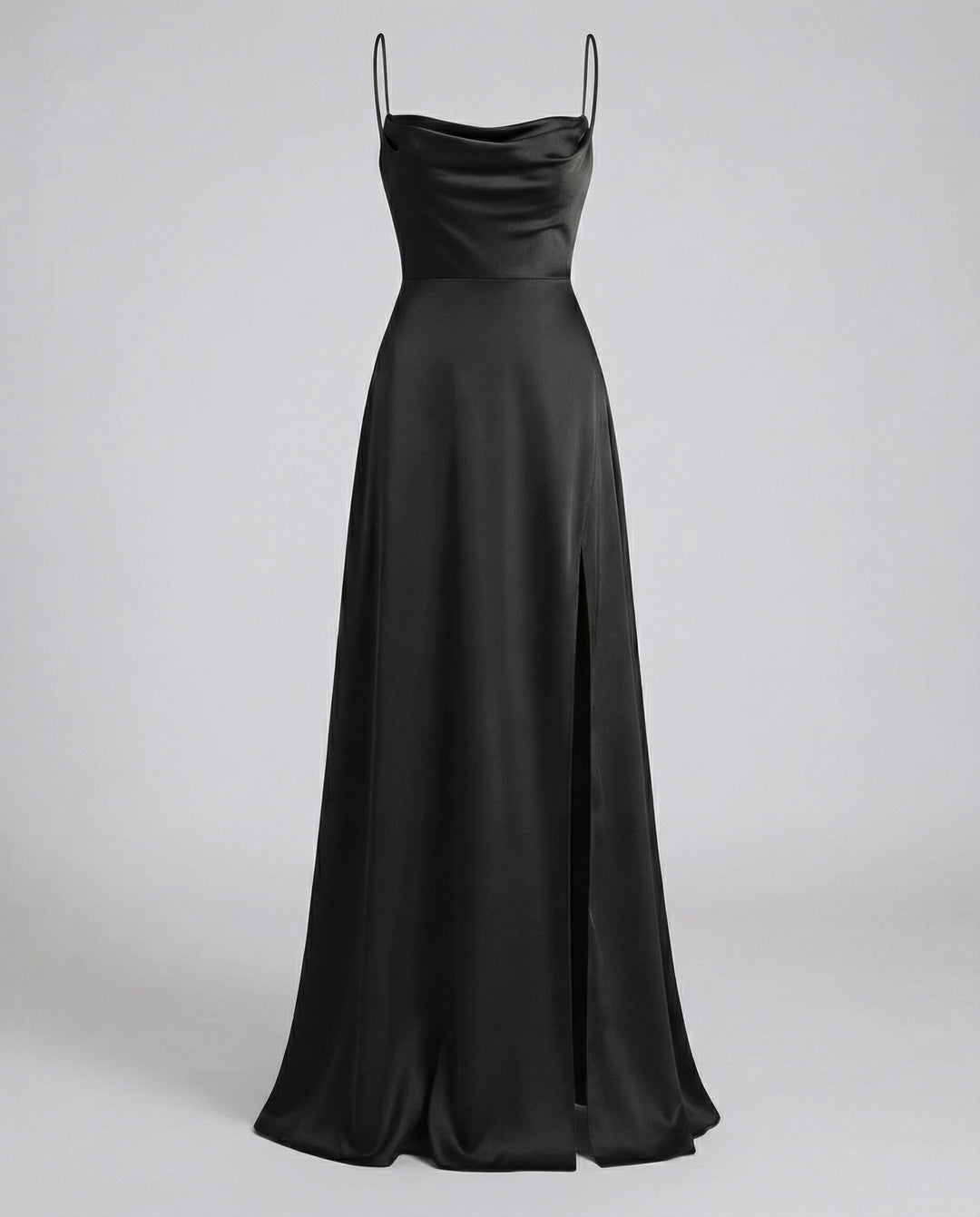 Robe de soirée maxi femme, coupe élégante, fente latérale et décolleté drapé. Idéale cérémonie.