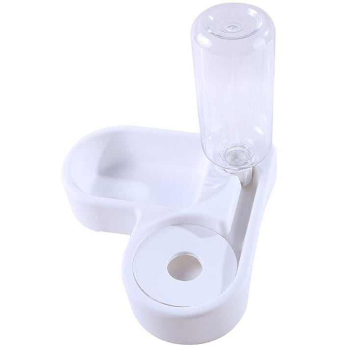 Fontaine à eau chat 500ml, sans électricité. Design moderne et compact, système 2-en-1 pour eau et nourriture.