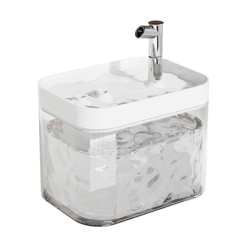 Fontaine à eau silencieuse pour animaux. Filtration intégrée. Design élégant et transparent, 1,5L.