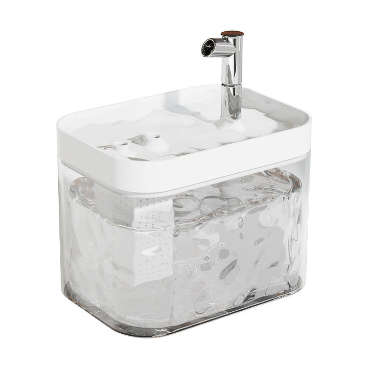 Fontaine à eau silencieuse pour animaux. Filtration intégrée. Design élégant et transparent, 1,5L.