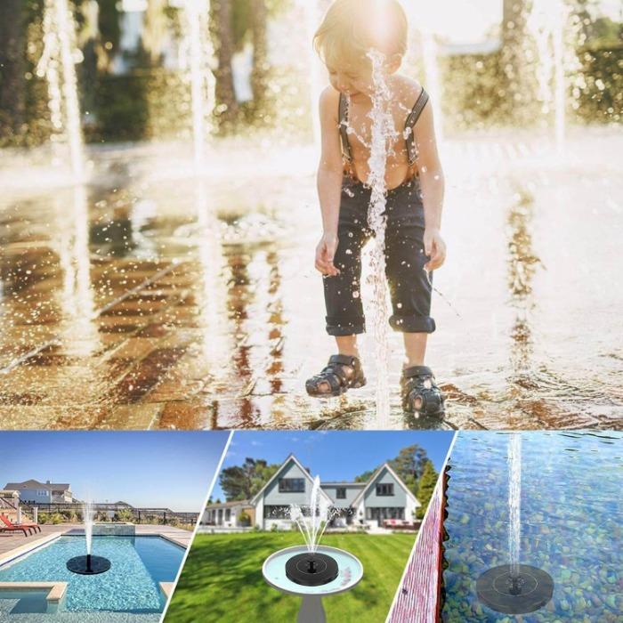 "Fontaine solaire élégante avec buses réglables, créant une ambiance zen dans votre jardin, image de produit"