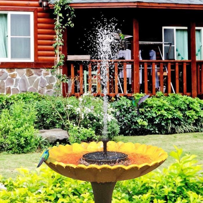 "Fontaine solaire élégante avec buses réglables, créant une ambiance zen dans votre jardin, image de produit"