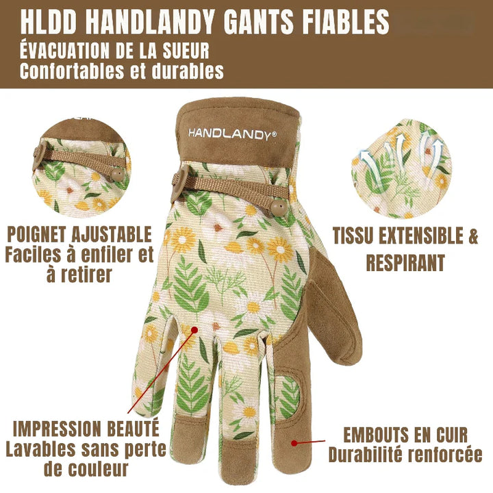 Paire de gants de jardinage légers pour femme, avec paume anti-glisse et tissu respirant pour un confort optimal.