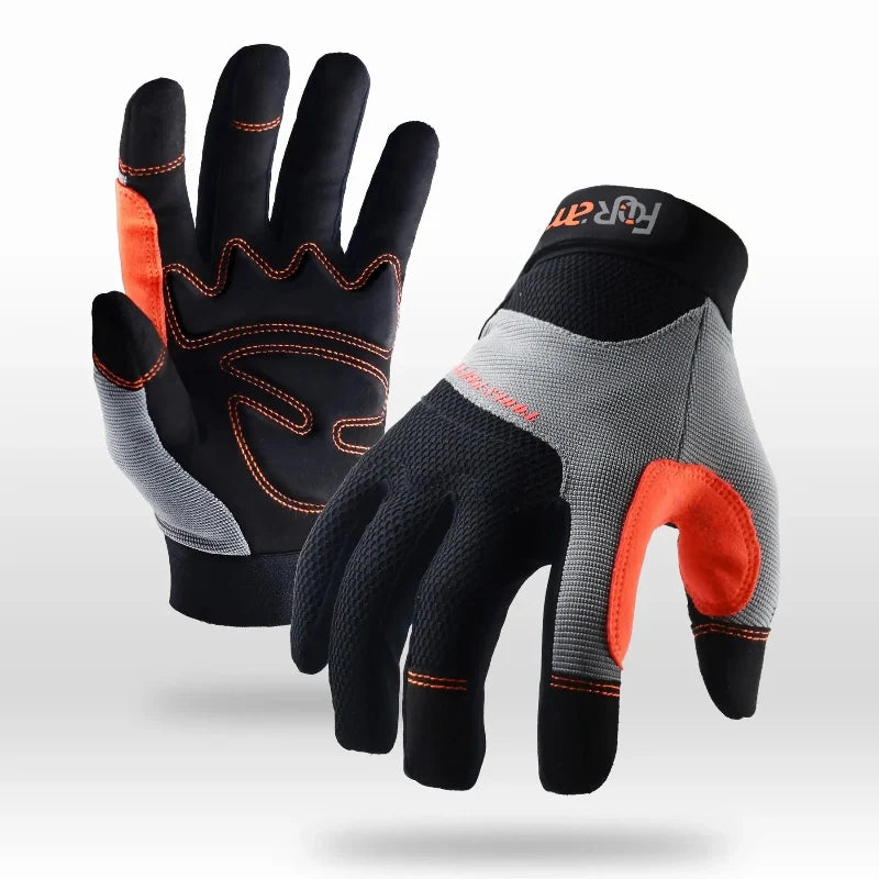 Gants de protection unisexes noirs tactiles pour smartphone, travail ou sport.