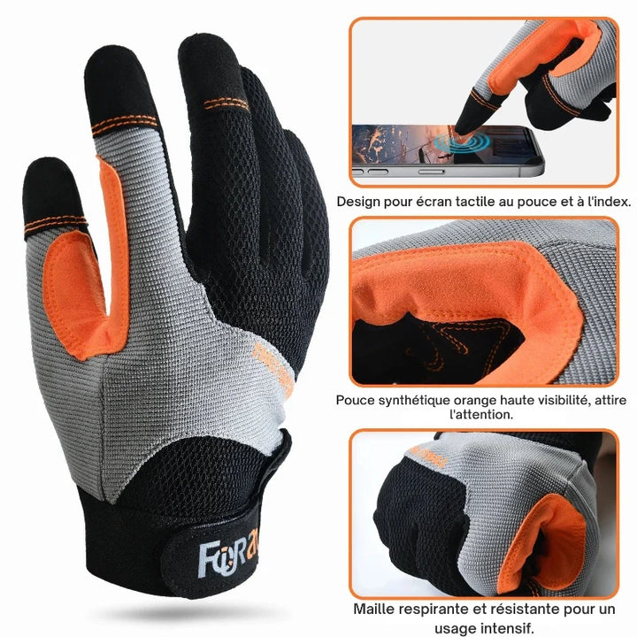 Gants tactiles et protecteurs offrant un grand confort et une adhérence optimale pour travail ou loisirs.