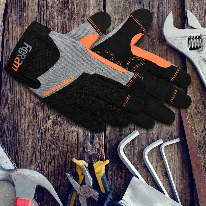 Gants de protection résistants et confortables, compatibles écran tactile, parfaits pour activités sportives ou manuelles.