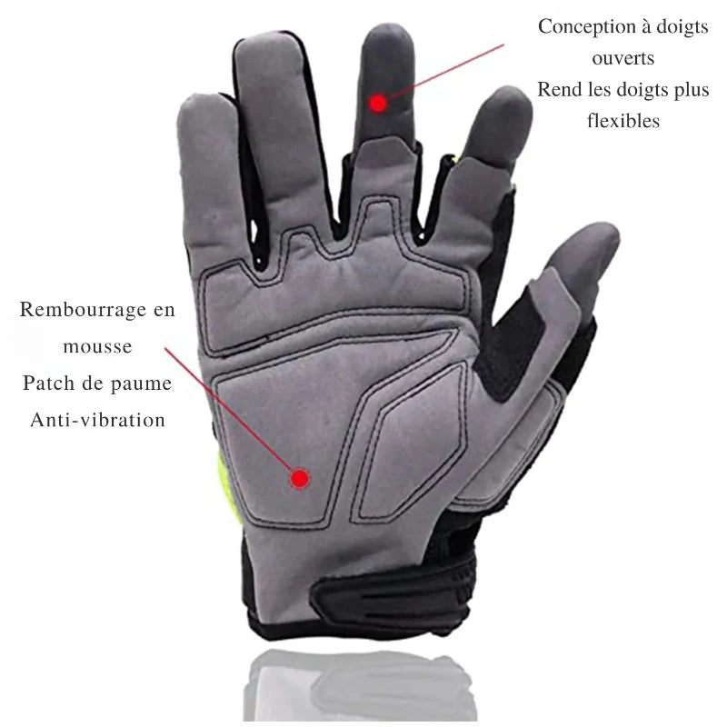 Paire de gants de travail demi-doigt pour homme, alliant confort et dextérité. Parfaits pour diverses activités manuelles.