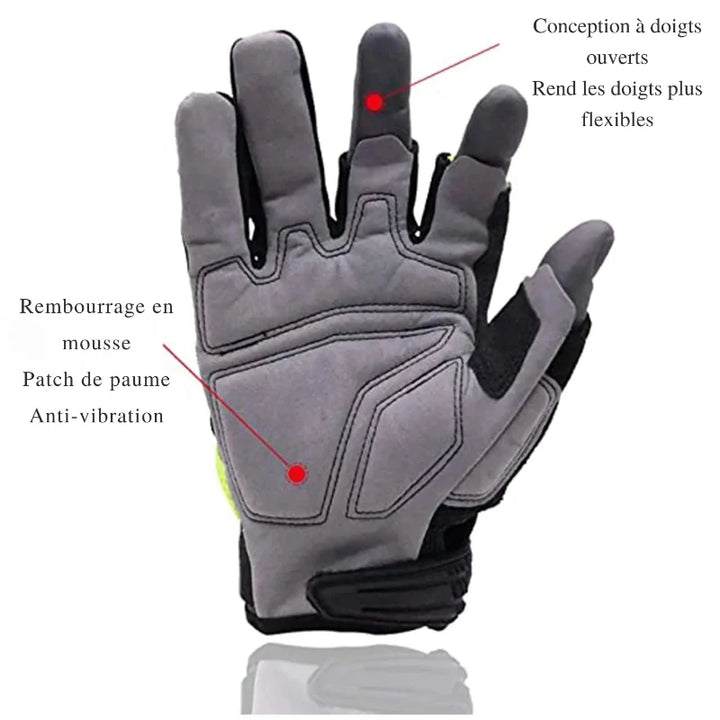 Paire de gants de travail demi-doigt pour homme, alliant confort et dextérité. Parfaits pour diverses activités manuelles.