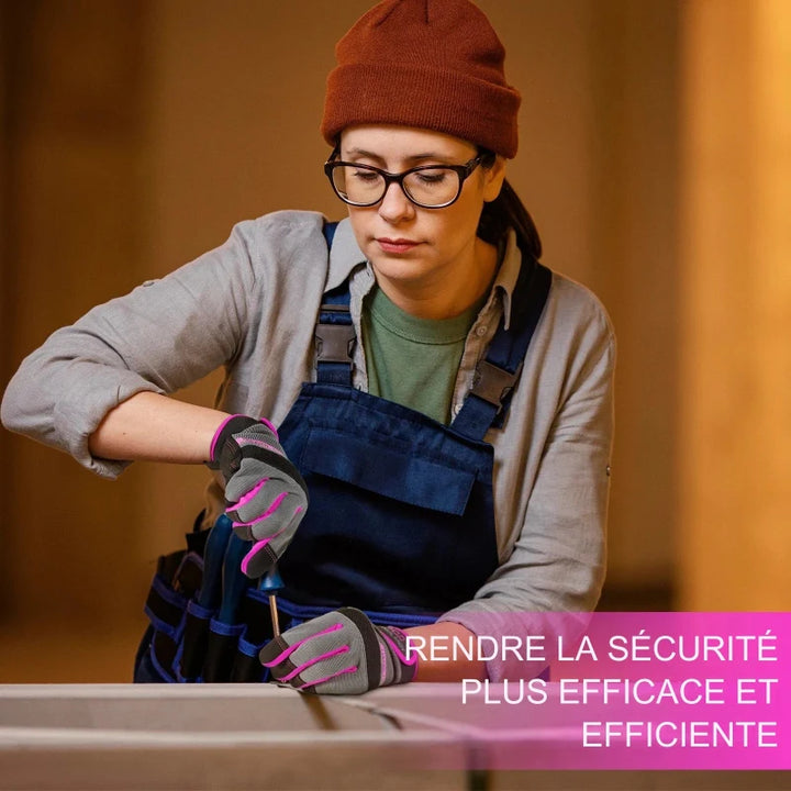 Gants de travail femmes, ultra-flexibles, compatibles écran tactile. Essentiels pour le bricolage, jardinage et plus.