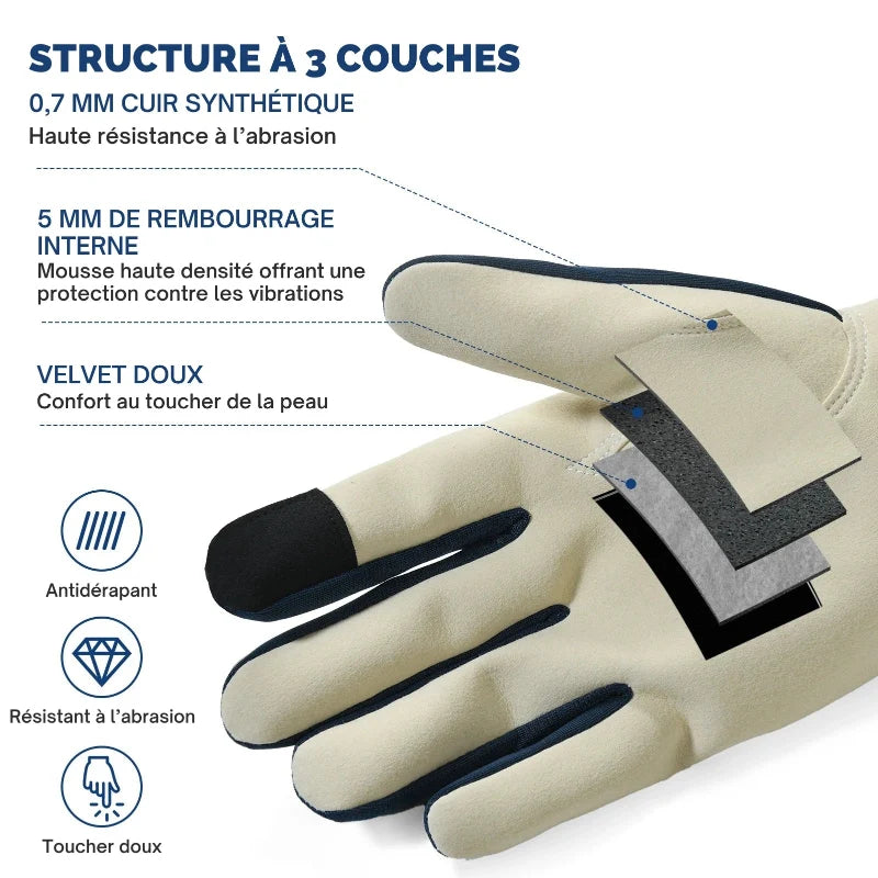 Paire de gants de protection pour le travail, idéaux pour mécanique, réparation et sécurité en extérieur.