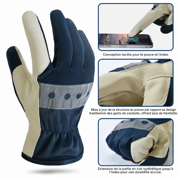 Gants de travail tactiles et confortables pour activités variées: jardinage, bricolage, manipulation précise.