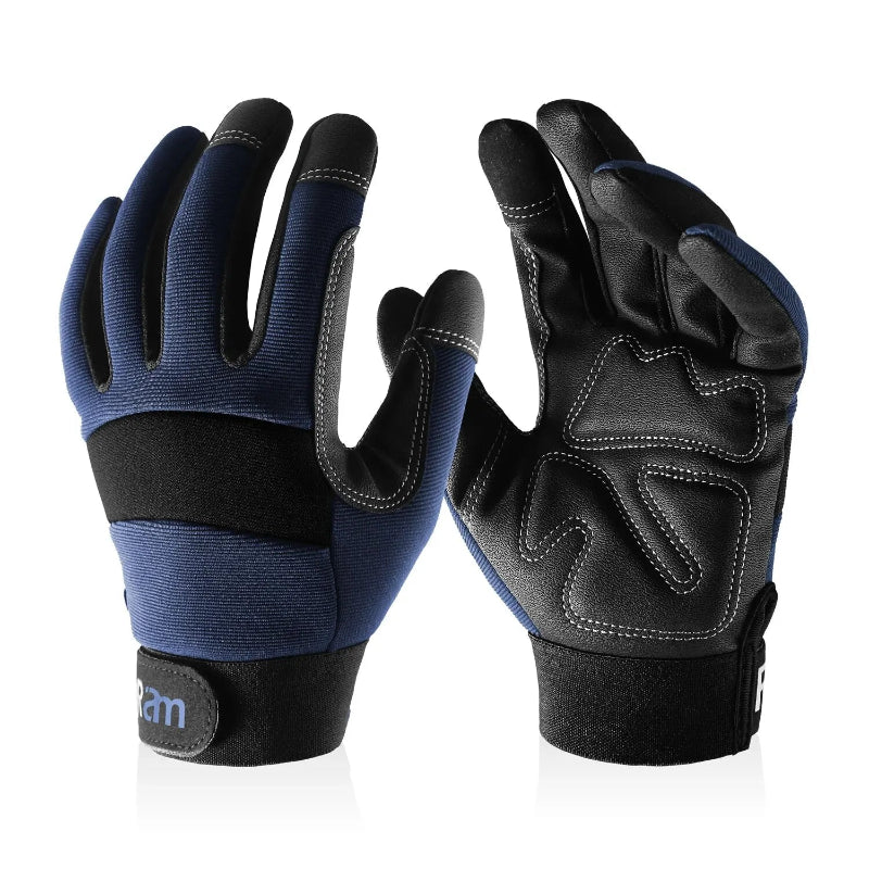 Gants de travail respirants unisexes noirs, compatibles écran tactile pour bricolage, jardinage et sécurité.