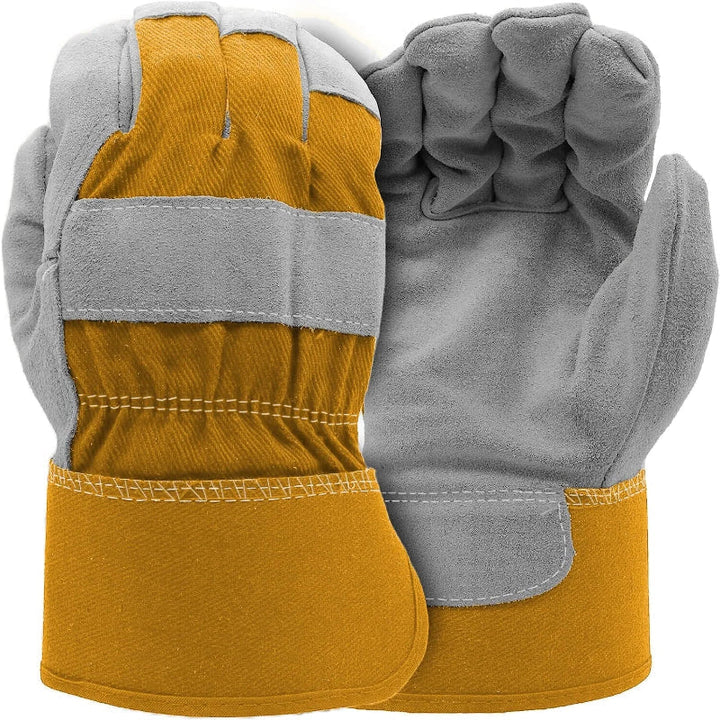 Gants de travail unisexe en cuir de vachette pour protection maximale, robustes et respirants, idéaux pour l'industrie.