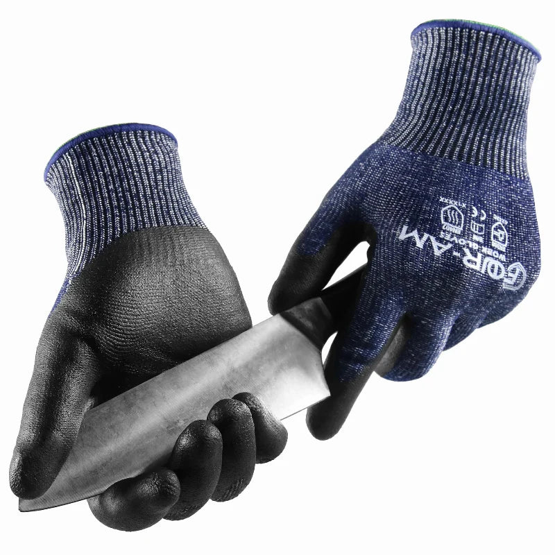 Gants de travail anti-coupure avec excellente adhérence et flexibilité, pour manipulation sûre et précise.