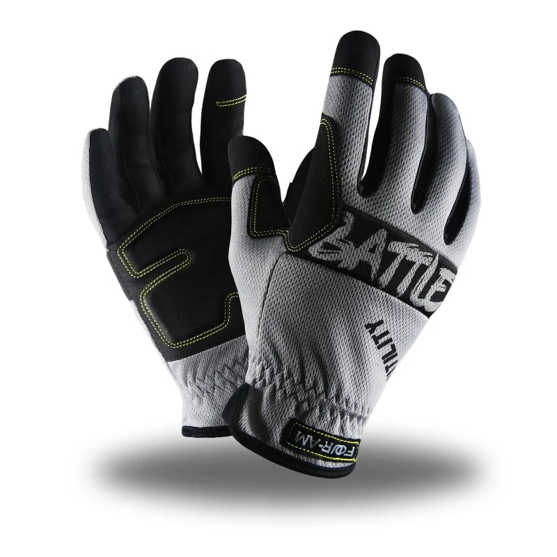 Gants de travail unisexes, antidérapants et tactiles, idéaux pour protection main, bricolage et écran tactile.