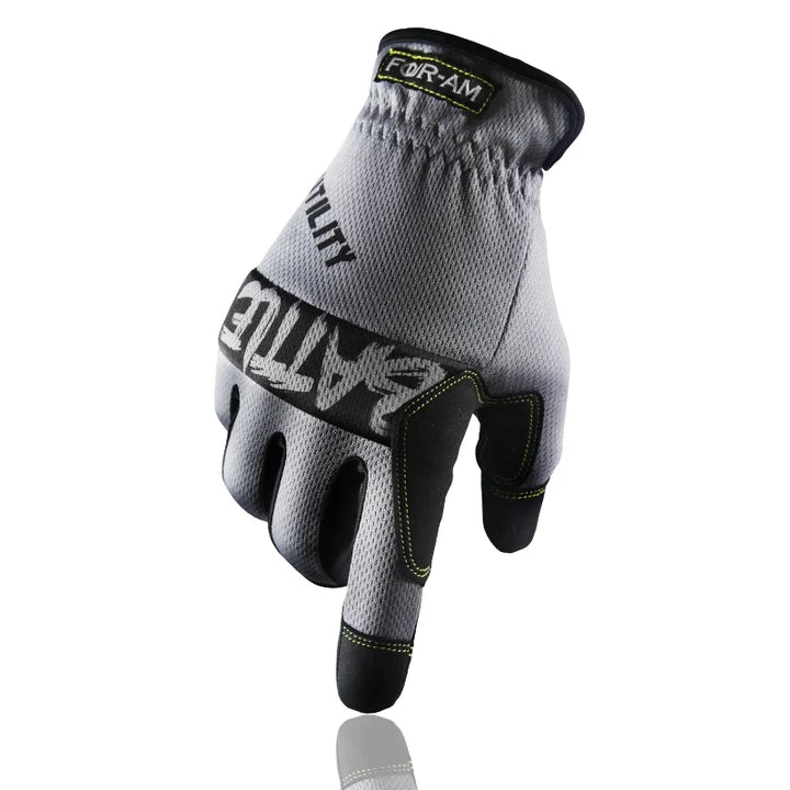 Gants de travail unisexes avec grip antidérapant et doigts tactiles pour précision lors de travaux manuels.