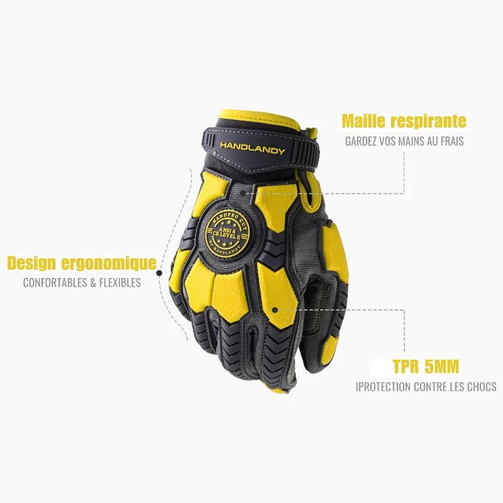 Paire de gants de protection unisexe résistants aux chocs et coupures, idéaux pour l'industrie et le bricolage.