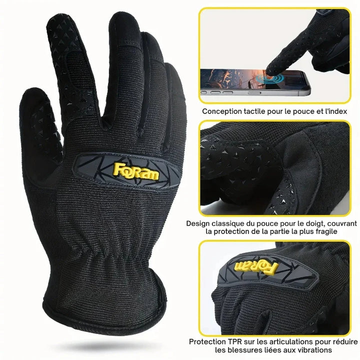 Gants de protection respirants, compatibles écran tactile, idéaux pour le travail et la manutention sécurisée.