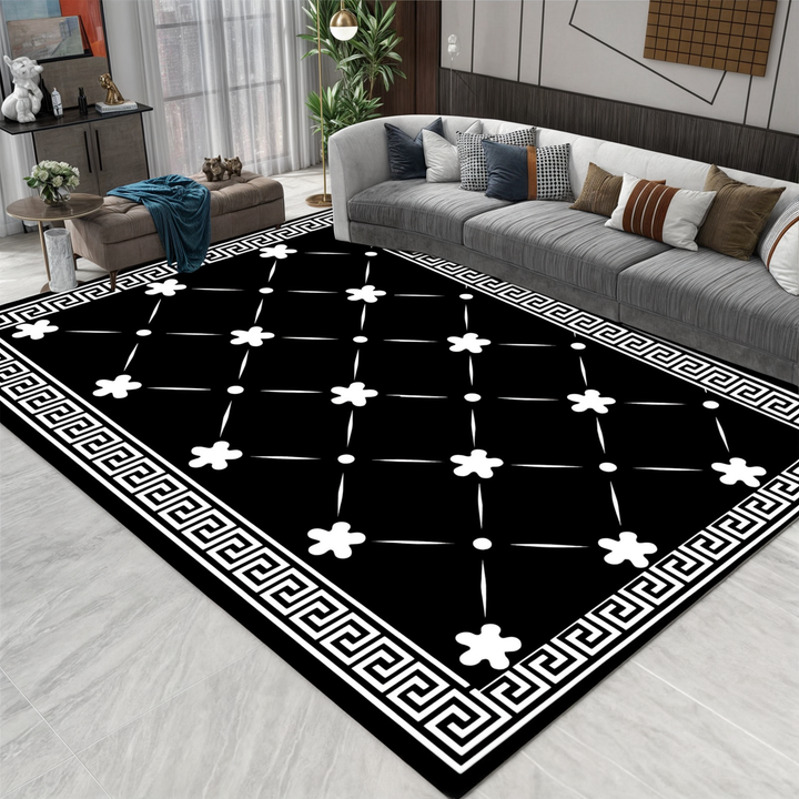 Geometric illusion rug, modern home decor.  Stylish, comfortable polyester rug with easy cleaning.
