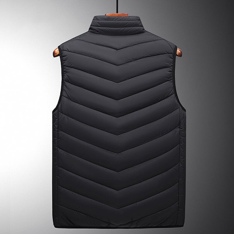 Gilet chauffant électrique pour homme, technologie avancée pour activités outdoor hivernales.