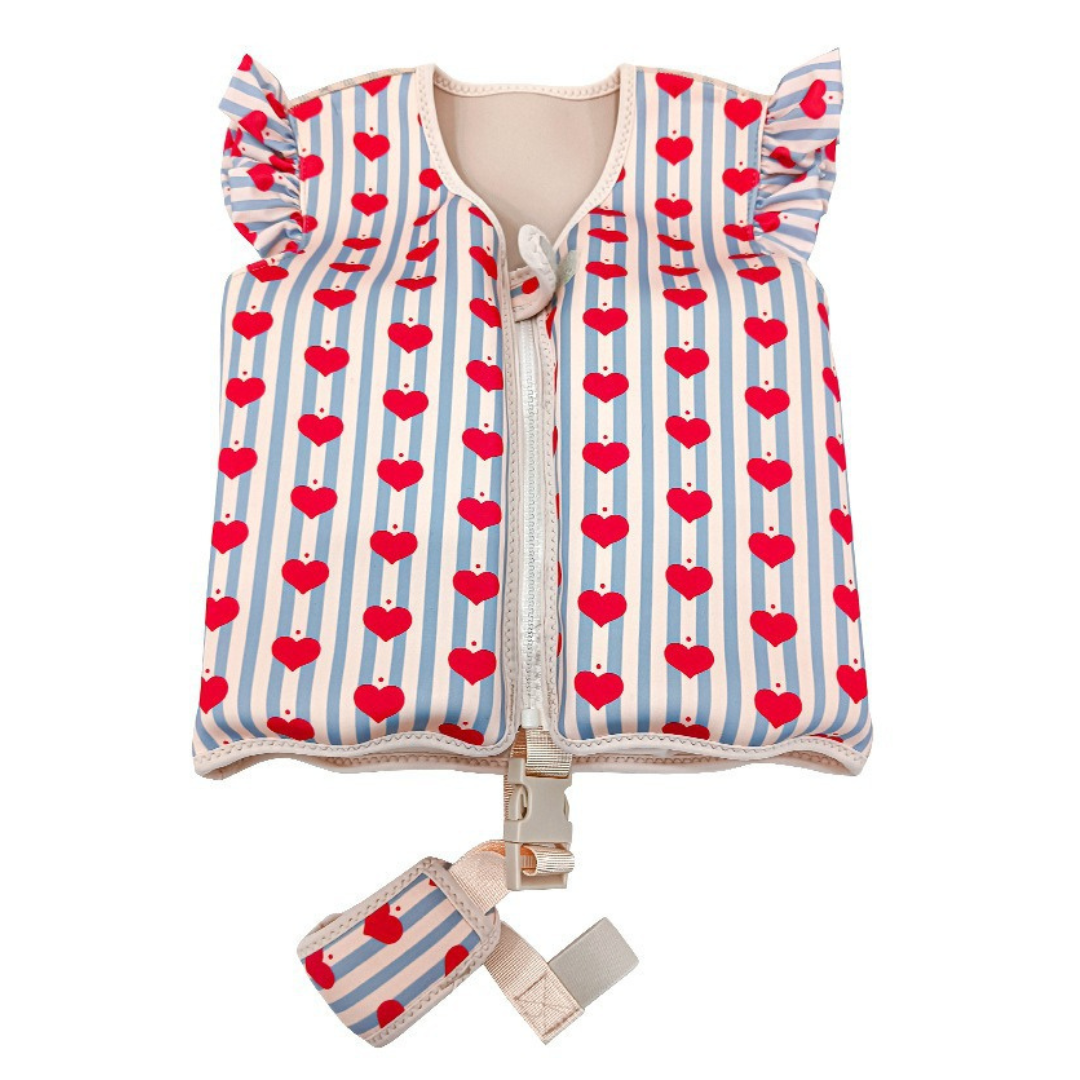 Gilet de natation enfant sécurisé, néoprène coloré, avec sangle et fermeture éclair, motifs amusants et flottabilité optimale