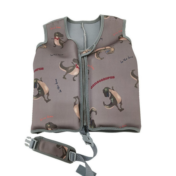 Gilet de natation enfant sécurisé, néoprène coloré, avec sangle et fermeture éclair, motifs amusants et flottabilité optimale