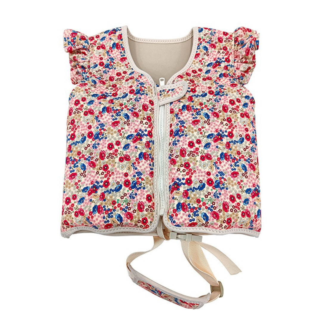 Gilet de natation enfant sécurisé, néoprène coloré, avec sangle et fermeture éclair, motifs amusants et flottabilité optimale