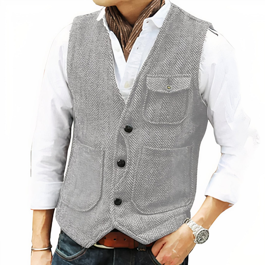 Gilet homme moderne, veste sans manches chic pour la mode masculine, idéal pour diverses tenues.