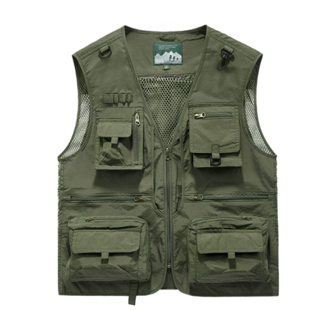 Gilet décontracté homme multi-poches, idéal pour le quotidien, le jardinage et les activités de plein air urbaines.