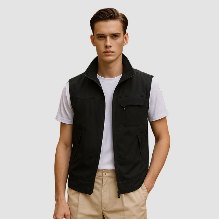Gilet homme léger zippé été, tissu respirant, style moderne, polyvalent, idéal pour journées ensoleillées et activités extéri