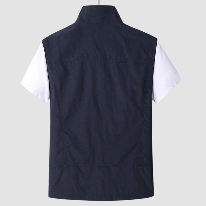 Gilet homme léger zippé été, tissu respirant, style moderne, polyvalent, idéal pour journées ensoleillées et activités extéri