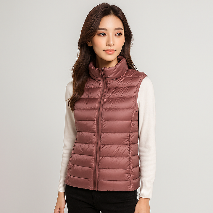 Gilet matelassé femme coupe-vent, léger, moderne, assure confort et élégance au quotidien.