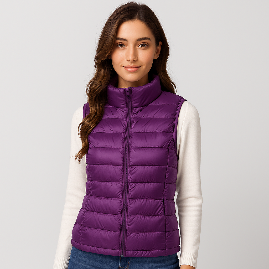 Gilet femme matelassé léger, doux et moderne, assurant un confort quotidien en mi-saison.