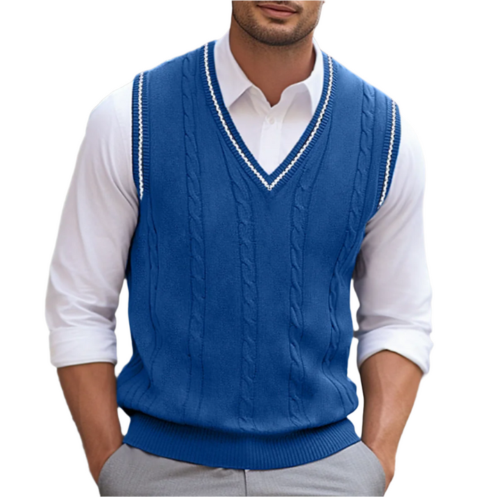 Pull sans manches homme col V doux et confortable, un gilet élégant pour mode homme décontractée ou bureau.