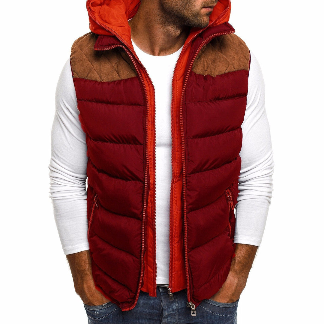 Veste homme sans manches à capuche, offrant chaleur et confort pour les journées fraîches d'automne et d'hiver.