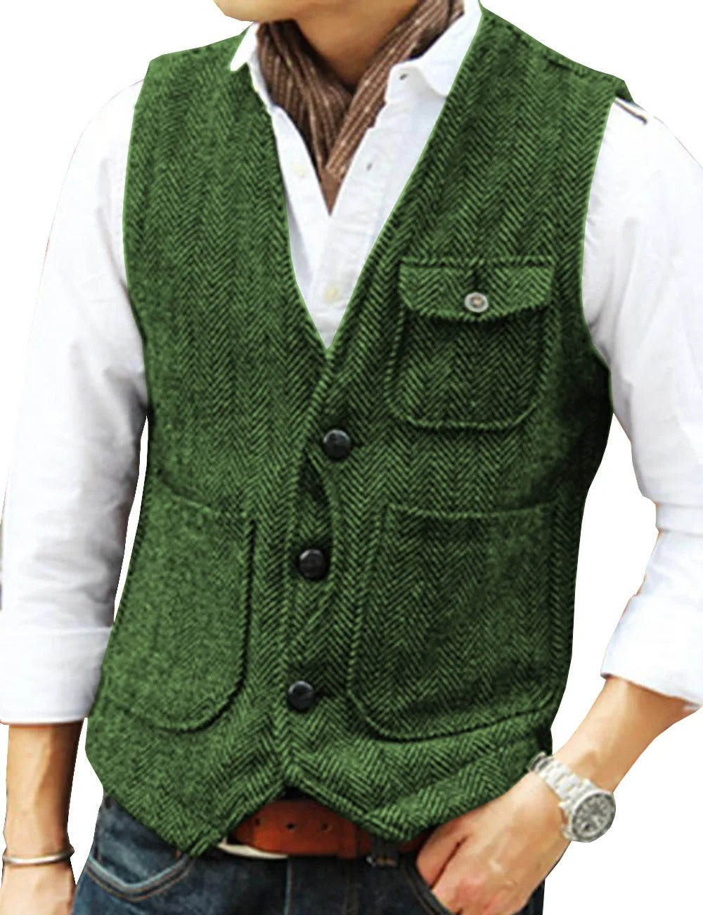 Gilet homme chic, style vintage et sans manches, essentiel pour l'élégance masculine moderne.