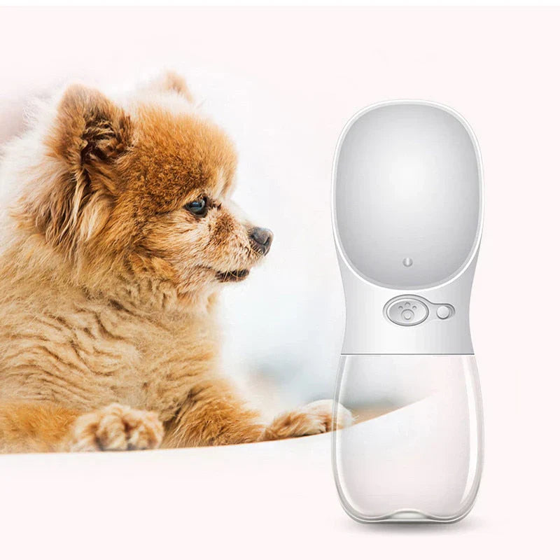 Gourde d'eau anti-fuite pour chien, 350/550ml.  Idéale pour les voyages, avec bol intégré.