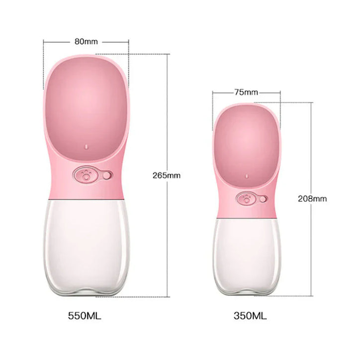Gourde d'eau anti-fuite pour chien, 350/550ml.  Idéale pour les voyages, avec bol intégré.