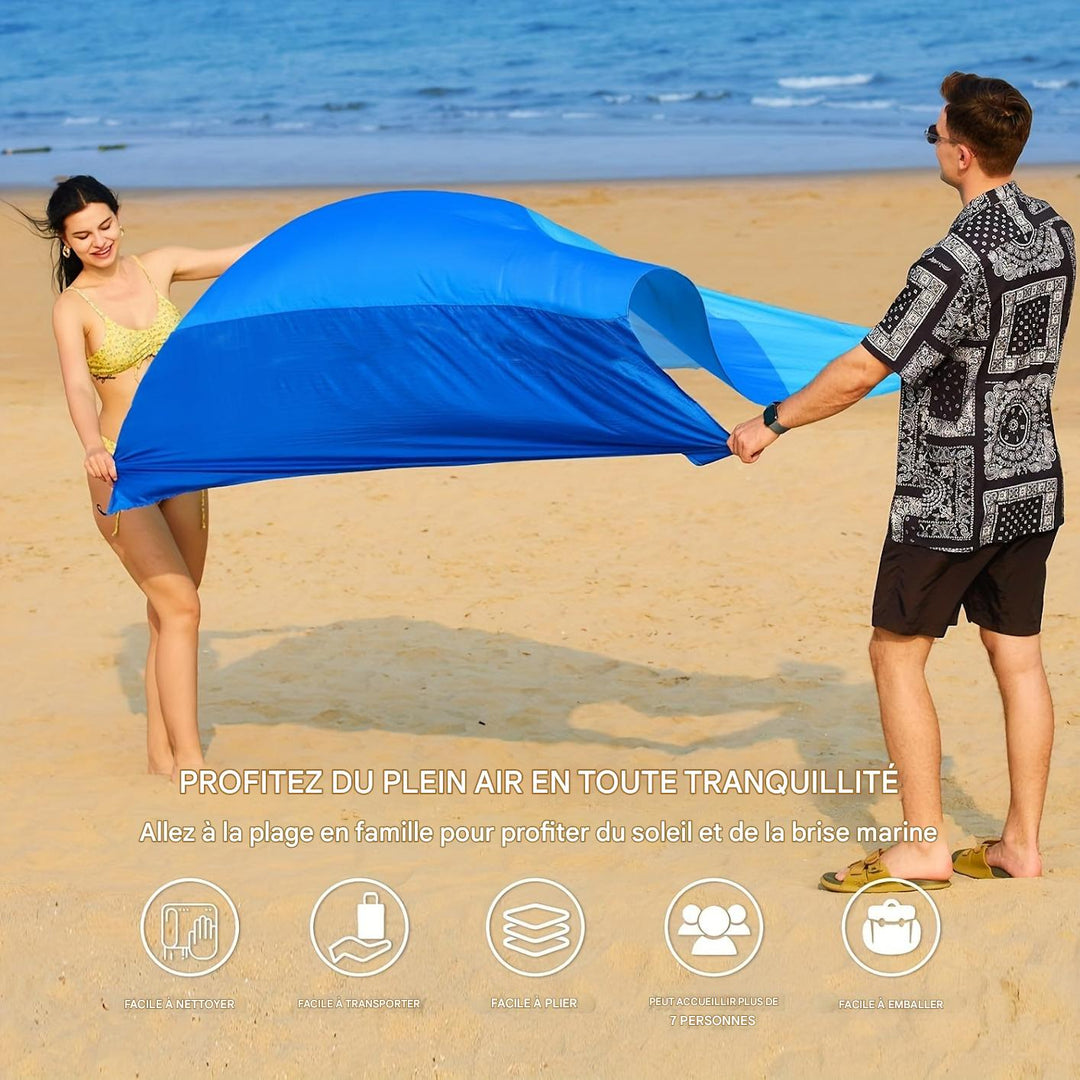 Grand plaid de plage imperméable et anti-sable. Idéal pour pique-nique, camping.