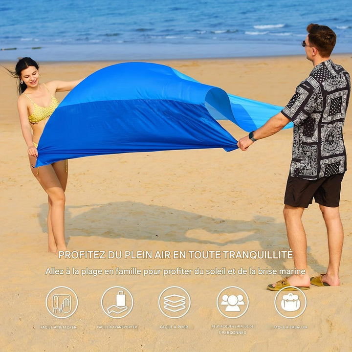 Grand plaid de plage imperméable et anti-sable. Idéal pour pique-nique, camping.