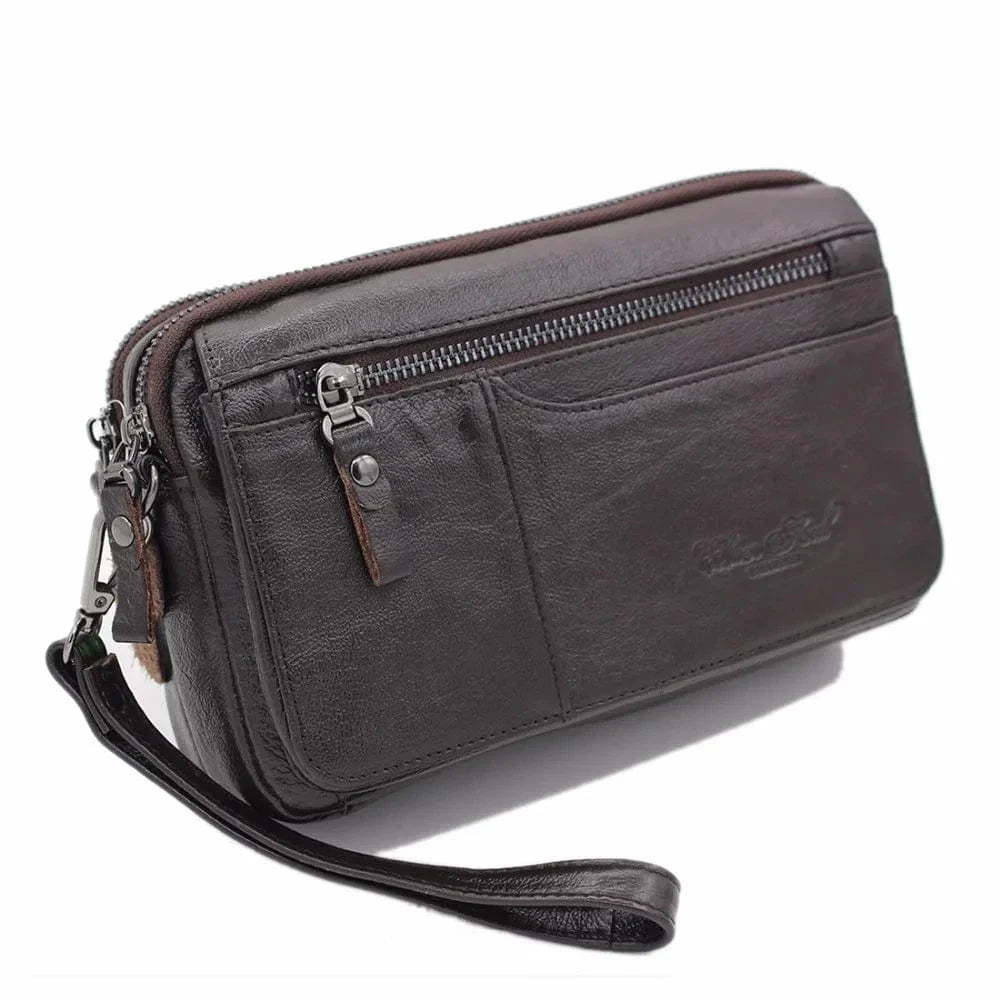 Portefeuille long pour homme en cuir café, matière véritable, idéal pour une organisation optimale de vos essentiels