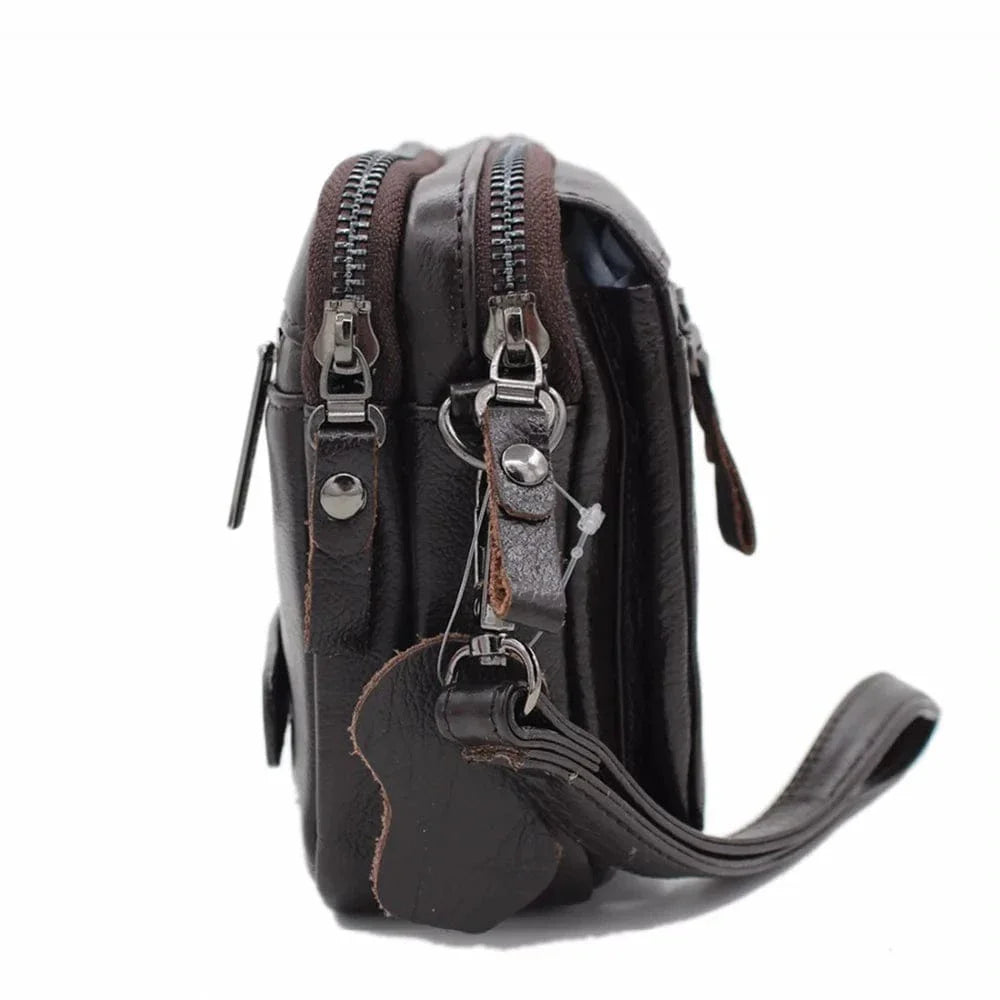 Portefeuille élégant en cuir véritable marron foncé, grandeur idéale pour l'homme moderne, aspect luxueux