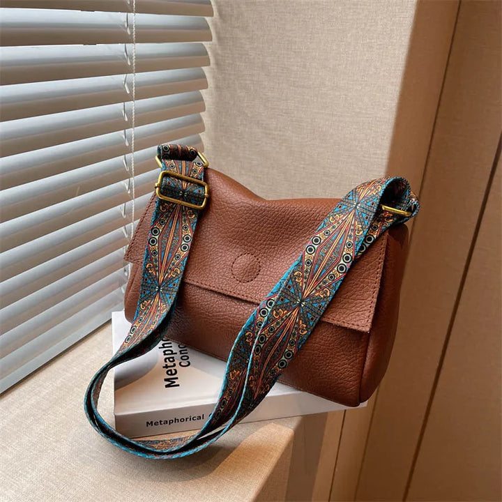 Grand sac bandoulière prune en similicuir pour femme, style vintage