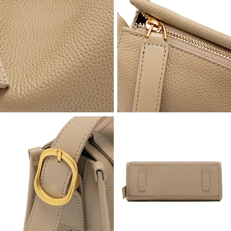 Élégant sac besace en cuir pour femme, grand et polyvalent, idéal pour le quotidien, avec poches.