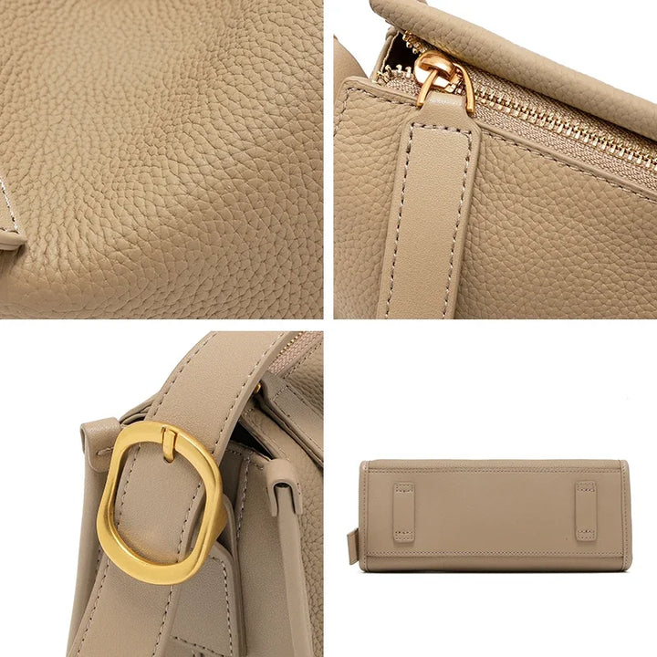 Élégant sac besace en cuir pour femme, grand et polyvalent, idéal pour le quotidien, avec poches.